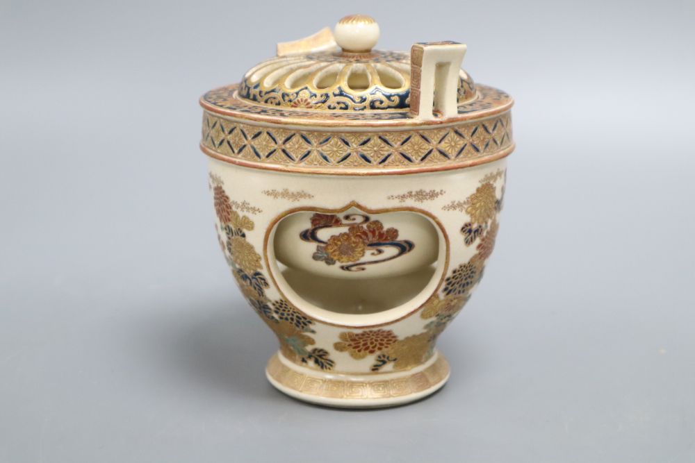 A Japanese Satsuma incense burner, height 16cm